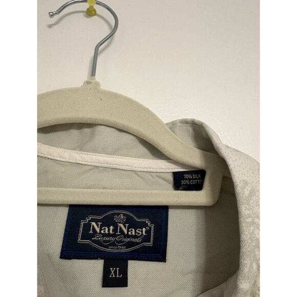 Nat Nast Shirt Mens XL Hawaiian Floral Palm Silk Blend Button Up Short Sleeve - Picture 2 of 5